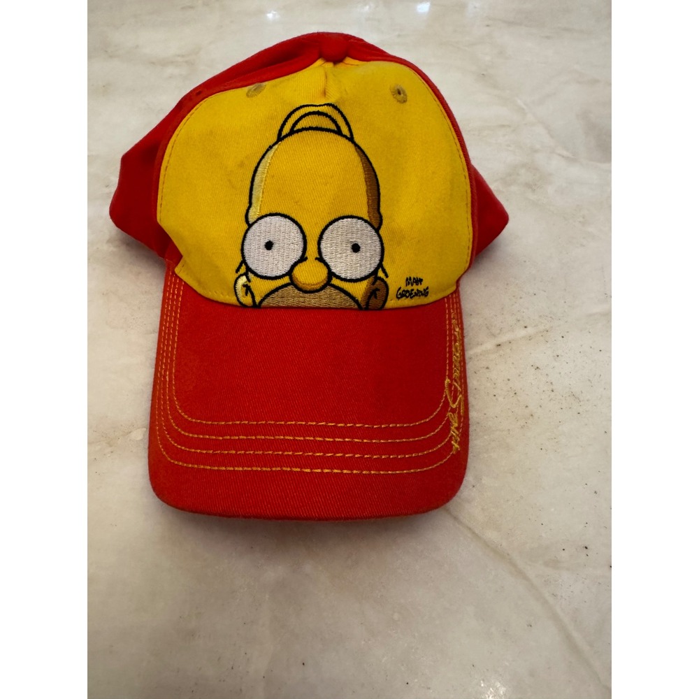 The Simpsons Homer Simpson Hat Red Yellow Adjustable Cap Universal Studios
